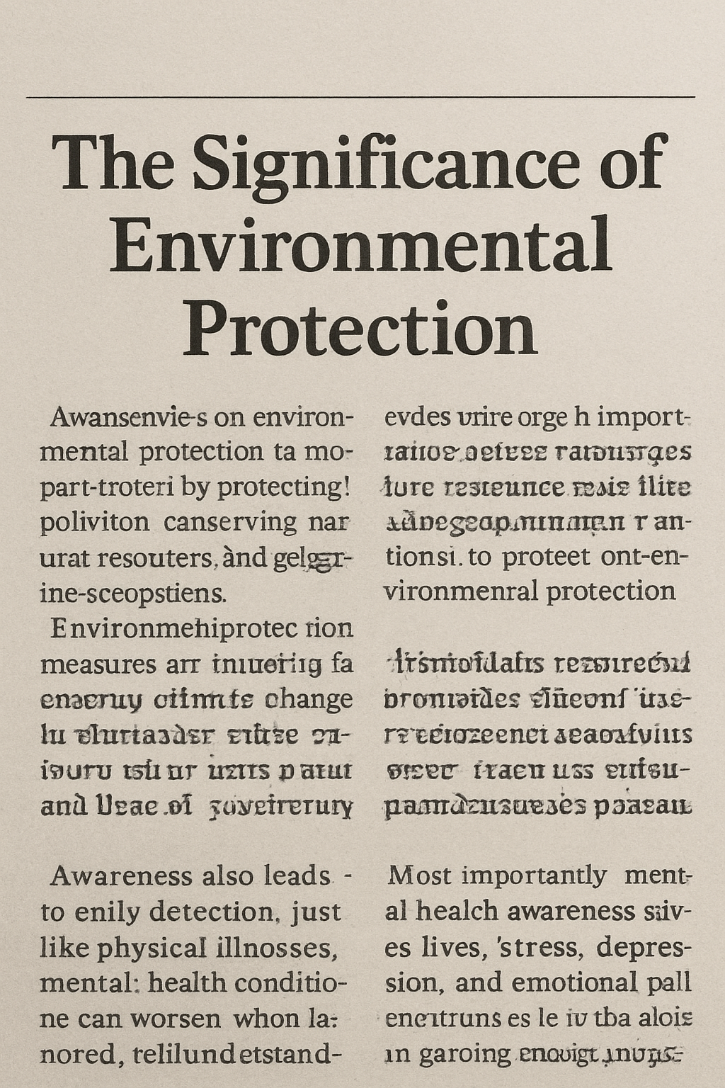 The significance of environmental protection