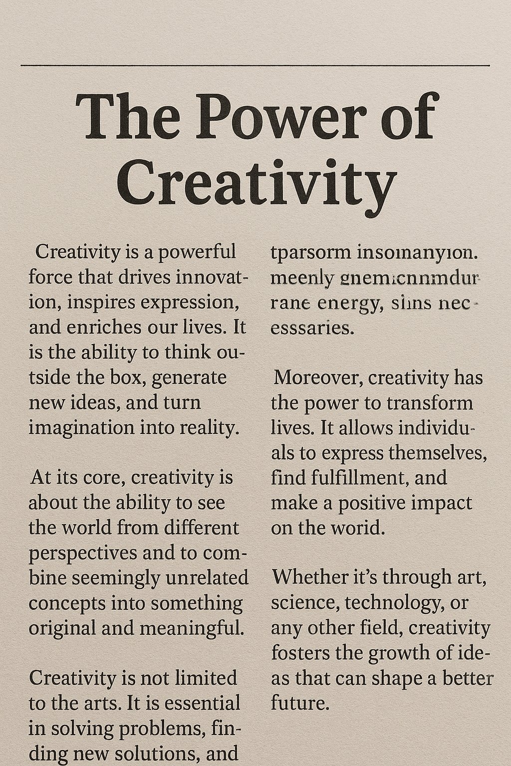 The power of creativity