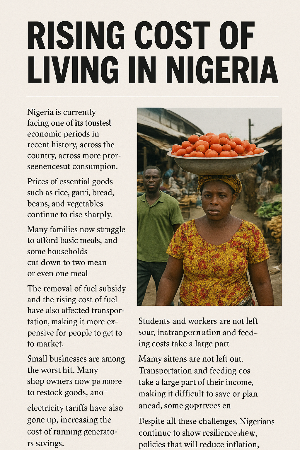 Rising Cost of Living in Nigeria: How It Affects Everyday Nigerians